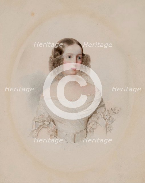 Portrait of Grand Duchess Olga Nikolaevna of Russia (1822-1892), Queen of Württemberg, 1838. Artist: Hau (Gau), Vladimir Ivanovich (1816-1895)