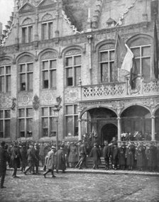 Albert I of Belgium and French President Poincare meet in Veurne, Belgium, 1 November 1914. Creator: Unknown.