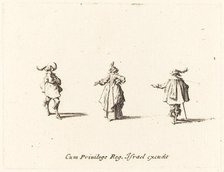 Lady with Outstretched Arm, and Two Gentlemen, probably 1634. Creator: Jacques Callot.