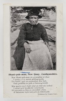 Shani-pob-man (Jane Leonard), New Quay, Cardiganshire with a short poem about her, c1906. Creator: Unknown.