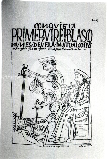 Death of Blasco Nunez de Vela, Viceroy of Peru, at the hands of Gonzalo Pizarro in 1546, illustra…
