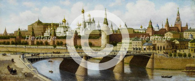 View of the Kremlin from the Moskvoretsky Bridge. Artist: Vereshchagin, Pyotr Petrovich (1836-1886)