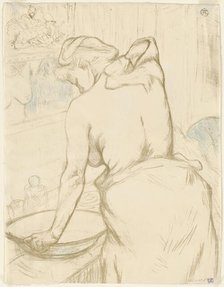 Woman at her Toilette, Washing Herself (Femme qui se lave, La toilette), 1896. Creator: Toulouse-Lautrec, Henri, de (1864-1901).