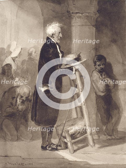 Old Man Before a Prie-Dieu, 1832. Creator: Nicolas-Toussaint Charlet.