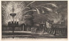Fireworks at Hemissem, 1625-77. Creator: Wenceslaus Hollar.