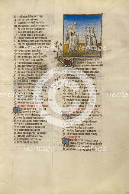 Venus Speaking to the Personifications of Shame and Anxiety; Roman de la Rose, about 1405. Creator: Unknown.