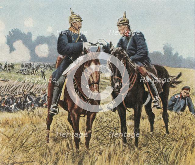Bismarck and Moltke at Königgratz, 3 July 1866, (1936). Creator: Unknown.