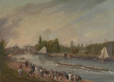 A Boat Race on the River Isis, Oxford, 1822. Creator: John Whessell.