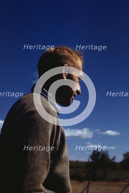 Man outdoors, possibly a farmer, between 1941 and 1942. Creator: Unknown.