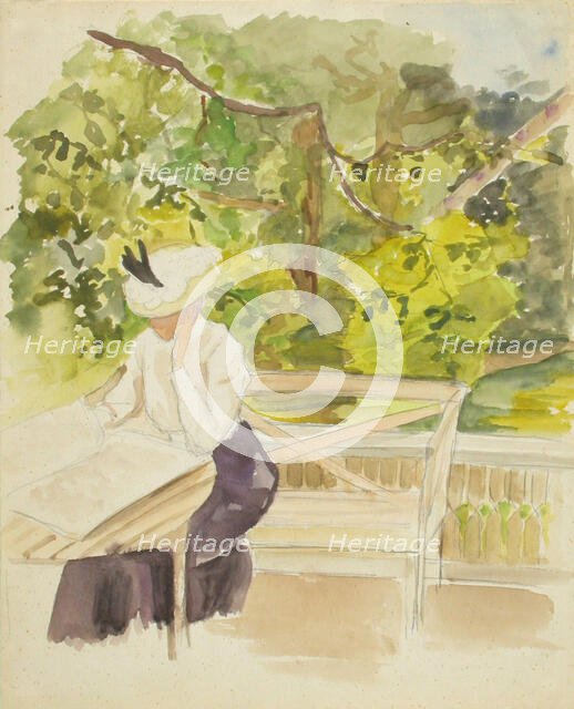 Reading woman in the garden, c1890s. Creator: Albert Edelfelt.