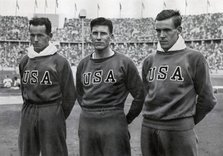 Robert Clark, Glenn Morris, John Parker, American decathletes, Berlin Olympics, 1936. Artist: Unknown
