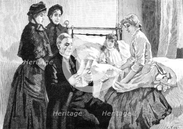 The Canon sat with this juvenile testament...as though it had been [a] manuscript of Milton, 1883. Creator: R. Taylor.