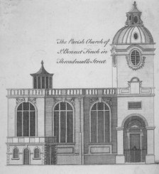 Elevation of the Church of St Benet Fink, City of London, 1760. Artist: Anon