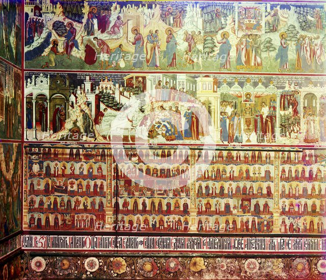 Fresco on the left wall in the Church of Saint John the Precursor, Yaroslavl, 1911. Creator: Sergey Mikhaylovich Prokudin-Gorsky.