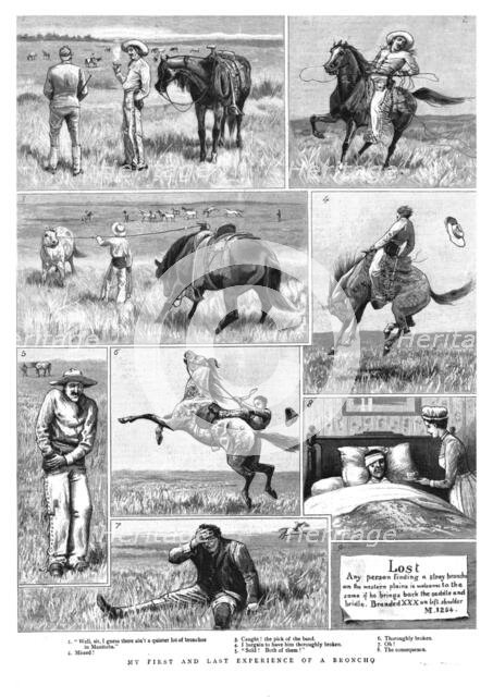 ''My First and Last Experience of a Broncho', 1891. Creator: Unknown.