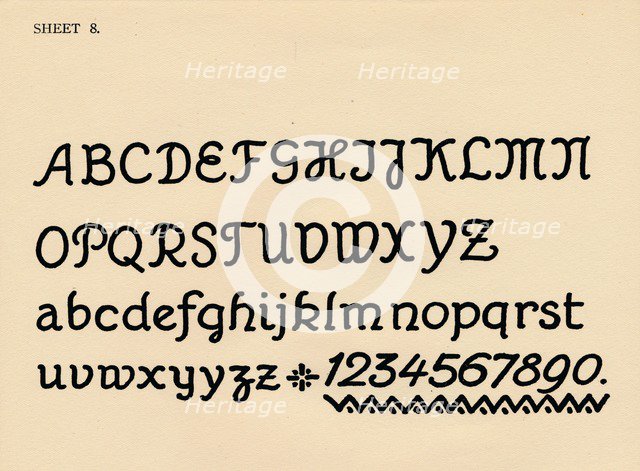 Sheet 8, from a portfolio of alphabets, 1929. Artist: Unknown.