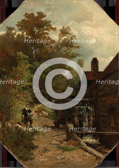 Jacob van Ruisdael Sketching a Watermill, 1864. Creator: Gerard Bilders.