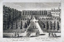 View of Lincoln's Inn Garden from the terrace, Holborn, London, c1750. Artist: Anon