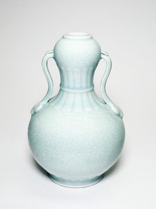 Celadon-glazed lotus vase (shoudaier huluping), Qing dynasty, Qianlong reign mark, 18th/19th century Creator: Unknown.