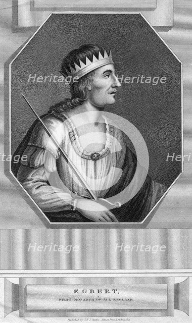 King Egbert of Wessex, first king of all England. Artist: Unknown