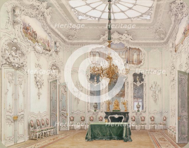 Interiors of the Winter Palace. The Green Dining Room, 1852. Artist: Premazzi, Ludwig (Luigi) (1814-1891)