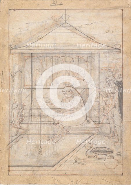 Lady About to Smoke a Hookah, ca.1790. Creator: Unknown.