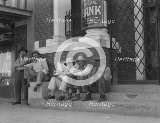 On the steps of the bank in the public square, Memphis, Texas, 1937. Creator: Dorothea Lange.