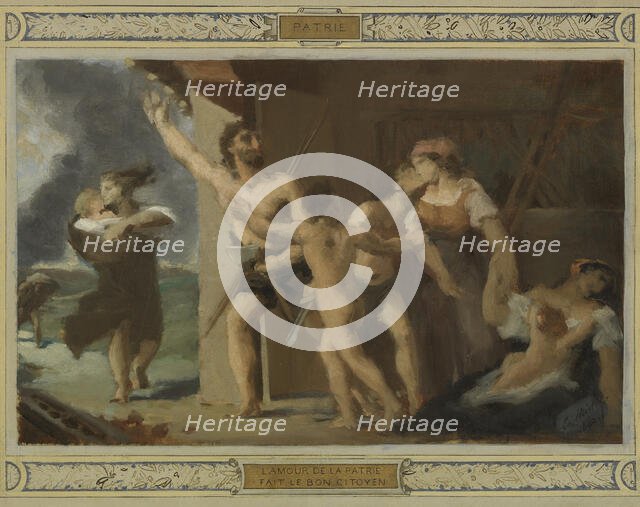 Esquisse pour la mairie du 2ème arrondissement : Education. Mariage. Patrie, 1880. Creator: Edouard Michel Lancon.