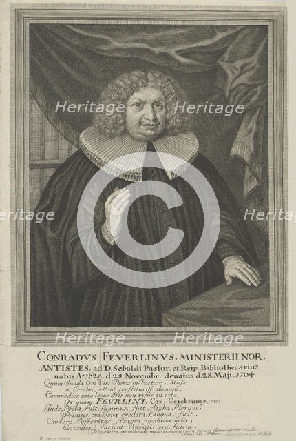 Portrait of Johann Konrad Feuerlein (1629-1704). Creator: Vogel, Bernhard (1704-1737).