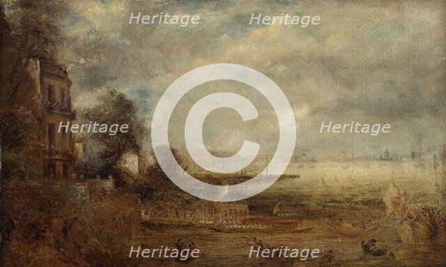 Waterloo Bridge Seen From Whitehall Stairs, c1829. Creator: John Constable.