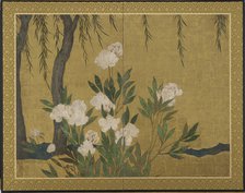 Peonies and willows, Momoyama or Edo period, Early 17th century. Creator: Hasegawa Tonin.