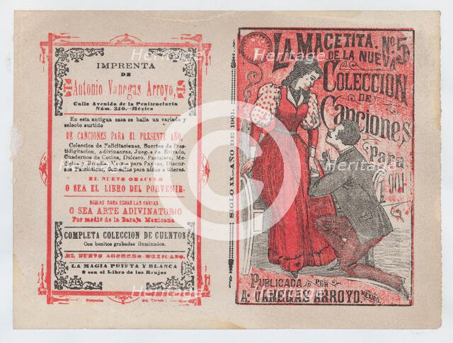 Front and back covers printed on the same sheet for a collection of songs for the year 190..., 1901. Creator: José Guadalupe Posada.