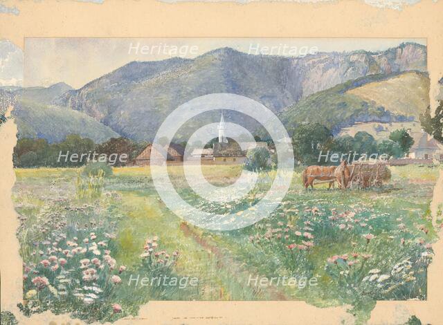 Landscape with a flowering meadow, around 1900. Creator: Julius Zorkoczy.