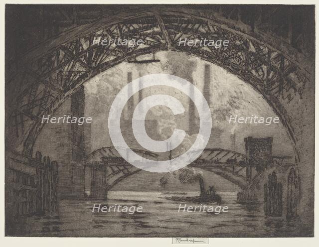 Under the Bridges, Chicago, 1910. Creator: Joseph Pennell.