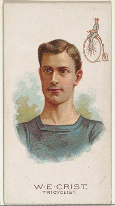 W.E. Crist, Tricyclist, from World's Champions, Series 2 (N29) for Allen & Ginter Cigarett..., 1888. Creator: Allen & Ginter.