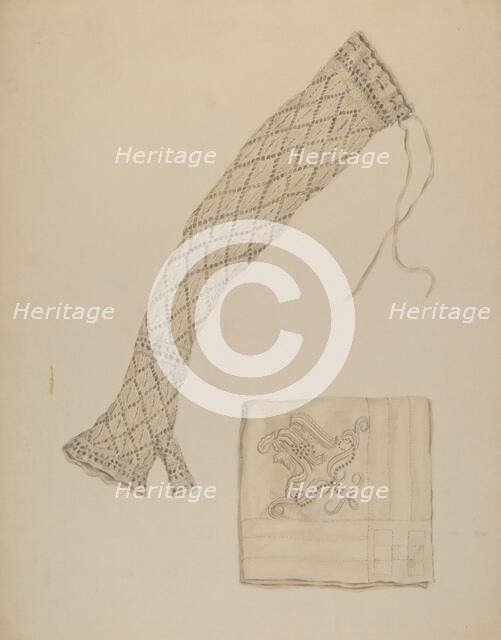 Economy Handkerchief and Mitts, c. 1938. Creator: Eva Wilson.