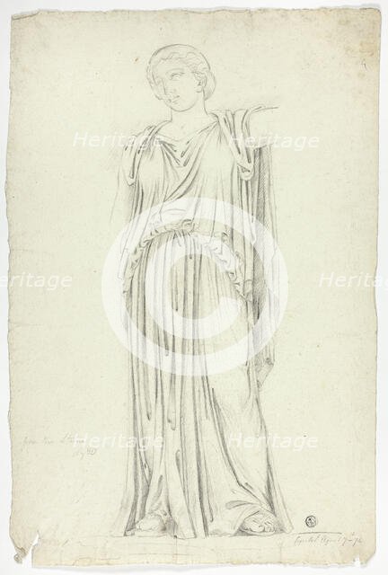 Antique Statue of Draped Standing Woman, 1774. Creator: John Downman.