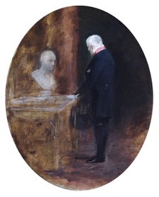 'The Duke of Wellington looking at bust of Napoleon', 19th century. Artist: Charles Robert Leslie.