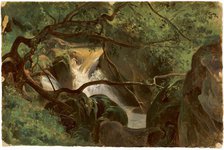 Forest Interior with a Waterfall, Papigno, 1825/1830. Creator: André Giroux.
