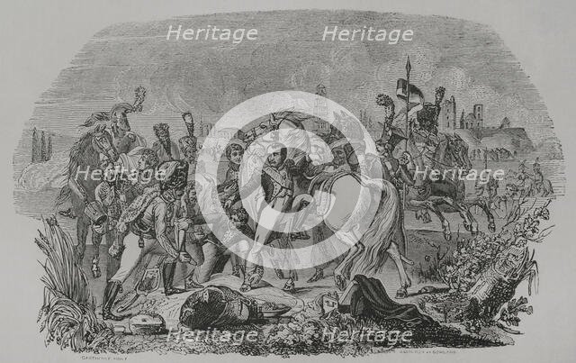 Napoleon wounded in front of Regensburg, 1856.  Creator: John Quartley.