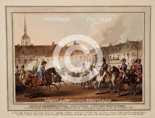 The Meeting of the Emperors of Russia und Austria, King of Prussia and Crown Prince of Sweden in Lei Artist: Heath, William (1795-1840)