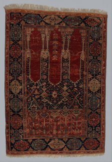 Prayer Rug with Coupled Columns, Turkey, early 18th century. Creator: Unknown.