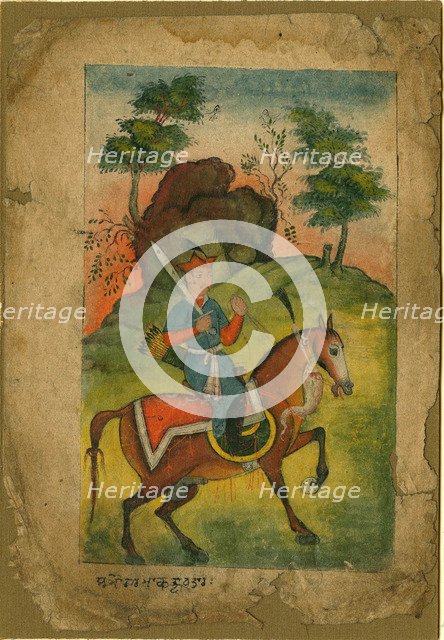 Indian armed cavalryman, c. 1500. Artist: Indian Art  