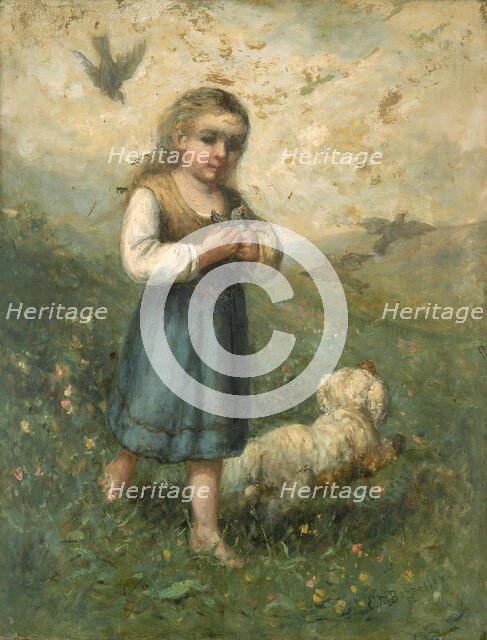 Child with Birds and Dog, 1882. Creator: Edward Mitchell Bannister.