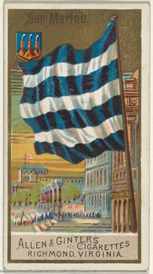 San Marino, from Flags of All Nations, Series 2 (N10) for Allen & Ginter Cigarettes Brands..., 1890. Creator: Allen & Ginter.