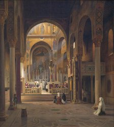 Interior of the Capella Palatina in Palermo, Italy, 1842. Creator: Martinus Rorbye.