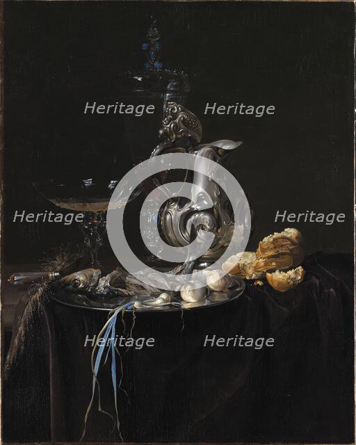 Still Life. Breakfast Piece with a Silver Jug, 1657. Creator: Willem van Aelst.