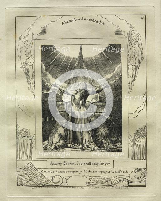 The Book of Job: Pl. 18, And my Servant Job shall pray for you, 1825. Creator: William Blake (British, 1757-1827).