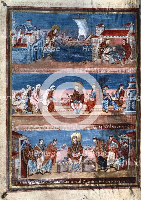Scenes from the life of St Jerome, from the Bible of Charles the Bald, 9th century. Artist: Unknown
