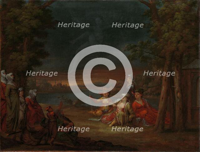 Turkish Women in the Countryside near Istanbul, c.1720-c.1737. Creator: Jean Baptiste Vanmour.